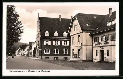 AK Immendingen, Partie beim Postamt, mit Gasthof Falken