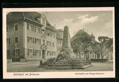 AK Radolfzell am Bodensee, Marktplatz mit Krieger-Denkmal