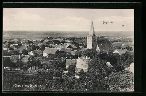 AK Lübbecke, Teilansicht mit Kirche und Bergertor