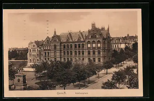 AK Gera-R., Adelheidplatz mit Denkmal