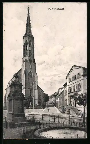 AK Waibstadt, Kirche mit Sprigbrunnen