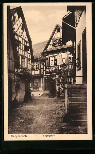 AK Gengenbach, Strasse Engelgasse mit Fachwerkhäusern