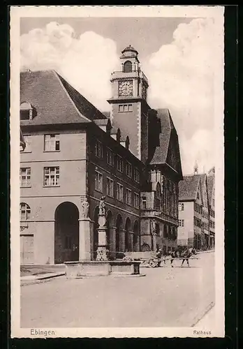 AK Ebingen, Strassenpartie mit Rathaus