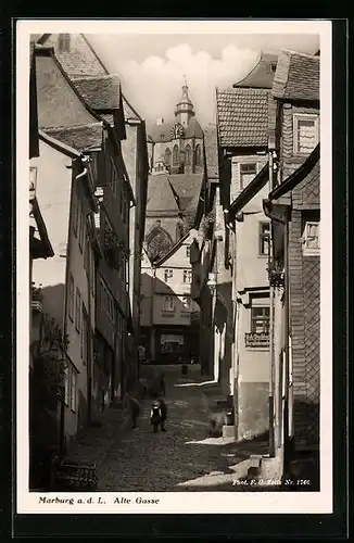 AK Marburg / Lahn, Alte Gasse mit Wohnhäusern