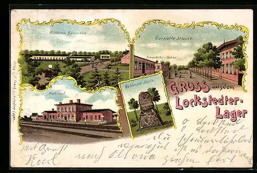 Lithographie Lockstedter Lager, Bahnhof, Waldersee-Stein, Gravelötte-Strasse