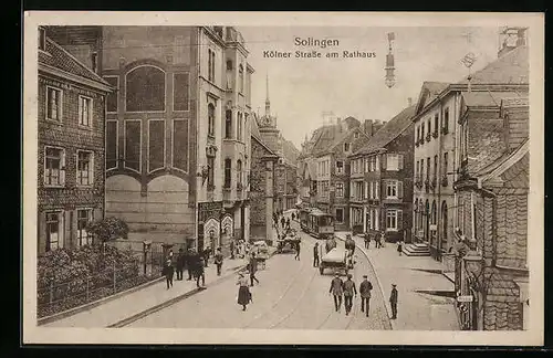 AK Solingen, Kölner Strasse am Rathaus