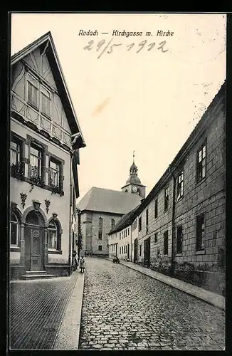 AK Rodach, Kirchgasse m. Kirche