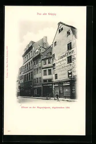 AK Leipzig, Häuser an der Magazingasse, abgebrochen 1894