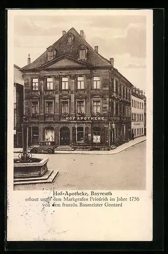 AK Bayreuth, Hof-Apotheke, Erbaut unter Markgraf Friedrich 1756