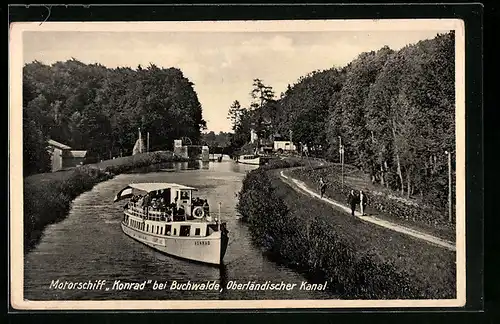 AK Motorschiff Konrad bei Buchwalde, Oberländischer Kanal