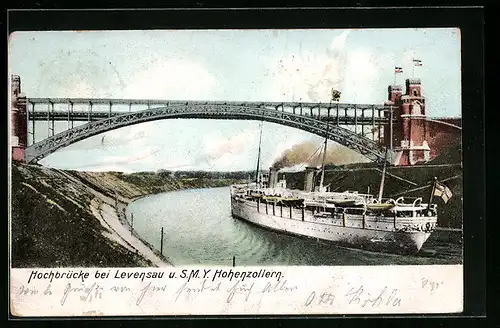 AK Hochbrücke bei Levensaus mit S.M.Y. Hohenzollern