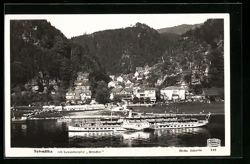 AK Schmilka, Luxusdampfer Dresden auf der Elbe