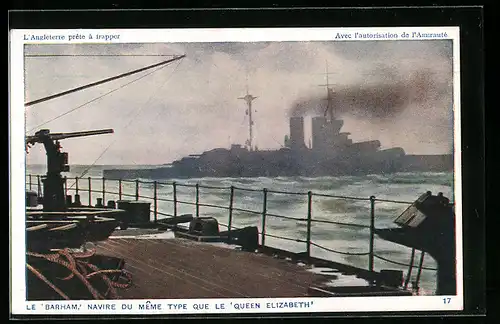 AK HMS Barham, Ansicht Kriegsschiff vom anderen Schiff aus