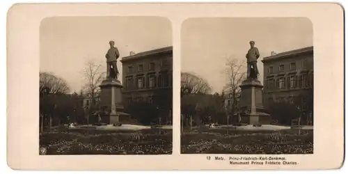 Stereo-Fotografie NPG, Ansicht Metz, Prinz Friedrich-Karl Denkmal, Monument Prince Frederic Charles