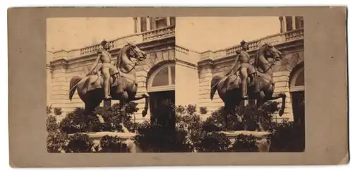 Stereo-Fotografie unbekannter Fotograf, Ansicht Versailles, Statue équestre du duc d`Orléans