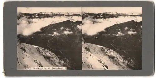 Stereo-Fotografie unbekannter Fotograf, Ansicht Grindelwald, Besteigung der Jungfrau I.