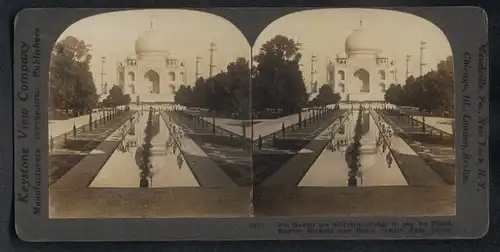 Stereo-Fotografie Keystone View Co., London, Ansicht Agra, Blick auf das Taj Mahal