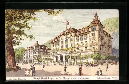 Künstler-AK Interlaken, Grand Hotel Royal - St. Georges & Dependance