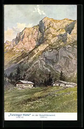 Künstler-AK Edward Theodore Compton: Tutzinger Hütte an der Benediktinerwand