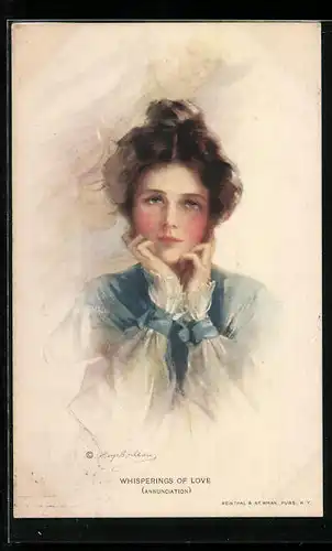 Künstler-AK Philip Boileau: Whisperings of Love, Nachdenkliche Dame