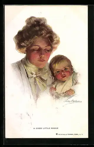 Künstler-AK Philip Boileau: A good little Rogue, Junge Mutter mit Nachwuchs