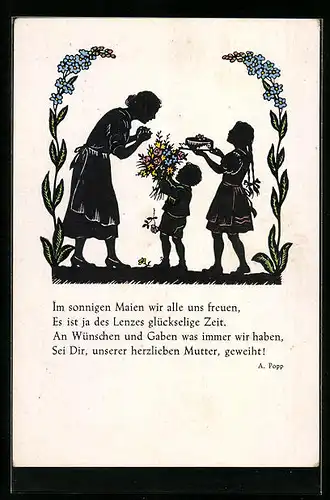 Künstler-AK Josefine Allmayer: Scherenschnitt, Muttertag