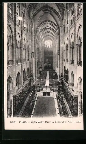 AK Paris, Cathédrale Notre-Dame, Le Choeur et la Nef