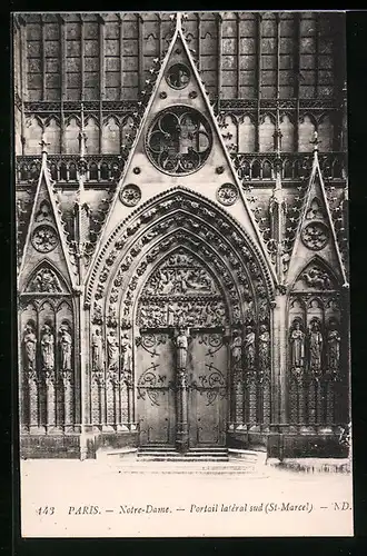AK Paris, Cathédrale Notre-Dame, Portail latéral sud