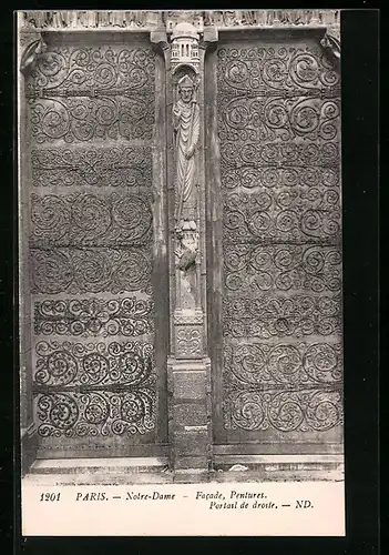 AK Paris, Cathédrale Notre-Dame, Facade, Pentures