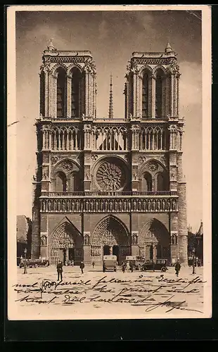 AK Paris, Cathédrale Notre-Dame, Blick zum Hauptportal