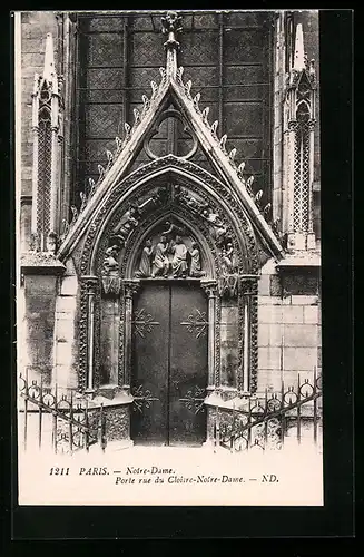 AK Paris, Cathédrale Notre-Dame, Porte rue du Cloître-Notre-Dame
