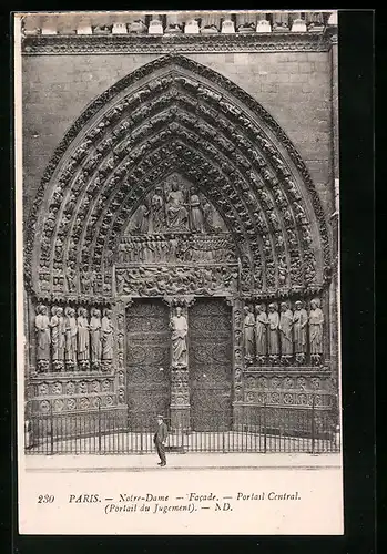 AK Paris, Cathédrale Notre-Dame, Facade, Portail Central