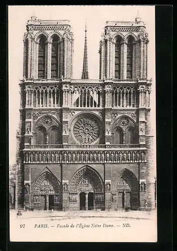 AK Paris, Cathédrale Notre-Dame, Facade