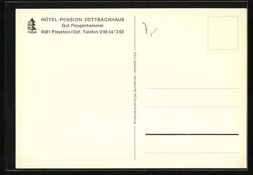 AK Pleystein /Opf., Hotel-Pension Zottbachhaus, Gut Peugenhammer