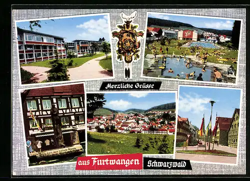 AK Furtwangen /Schwarzwald, Ortsansicht, Schwimmbad