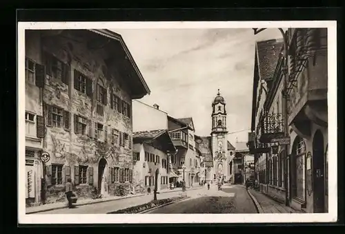 AK Mittenwald, Obere Marktstrasse mit Neunerhaus