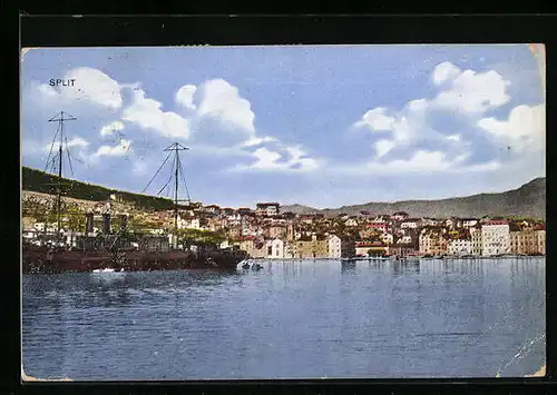 AK Split, Panorama vom Wasser aus gesehen