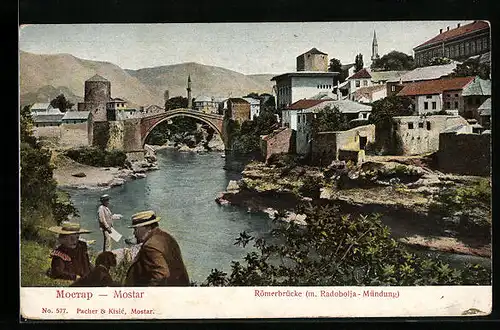 AK Mostar, Römerbrücke mit Radobolja-Mündung
