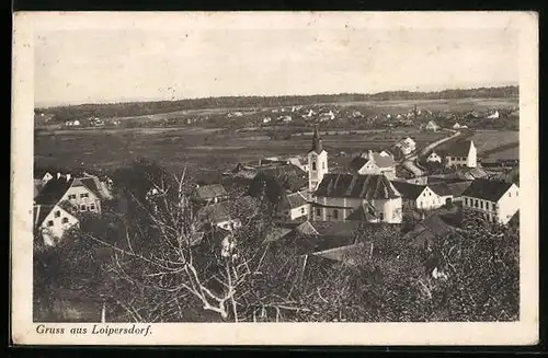 AK Loipersdorf, Ortsansicht aus der Vogelschau mit Kirche