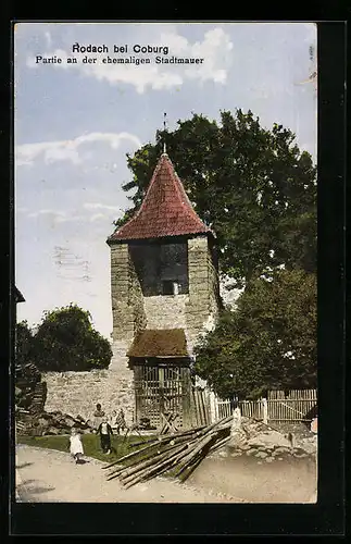 AK Rodach bei Coburg, Partie an der ehemaligen Stadtmauer