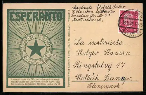 AK Deutsche Esperanto-Zentrale mit Wappen