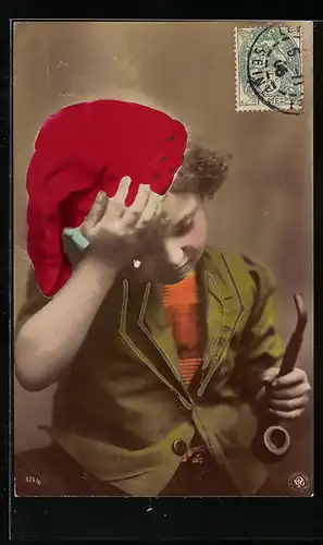 AK Kind mit einer Pfeife, Rauchen