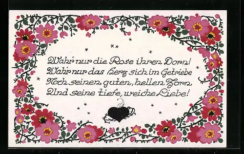 Künstler-AK Dora Heckel: Wahr` nur die Rose ihren Dorn!..., Blumengeflecht