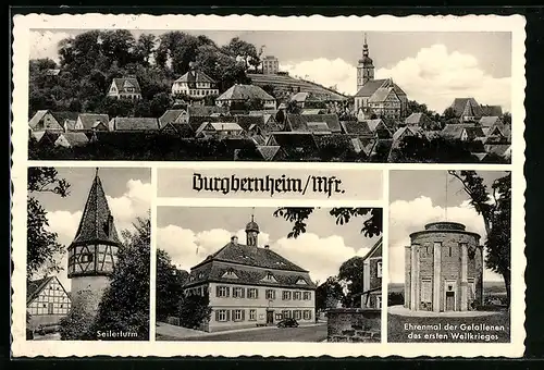 AK Burgbernheim /Mfr., Ehrenmal der Gefallenen des ersten Weltkrieges, Seilerturm, Gebäudeansicht