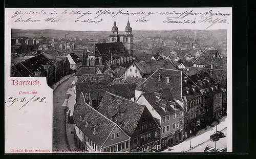 AK Bayreuth, Panorama mit Strassenpartie