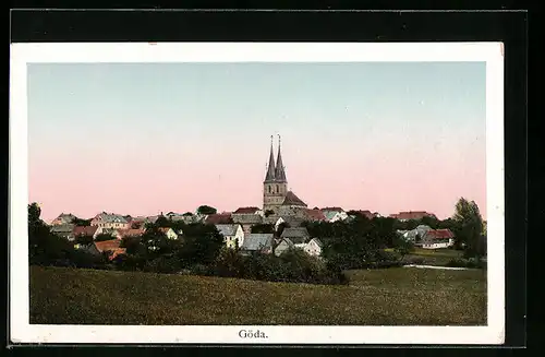 AK Göda, Ortsansicht mit Kirche