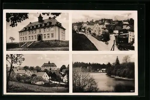 AK Langenau /Amtsh. Freiberg /Sa., Teilansicht, Ortspartie, Wasserpartie