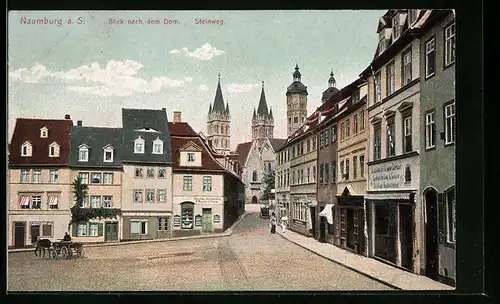 AK Naumburg a. S., Steinweg mit Blick nach dem Dom