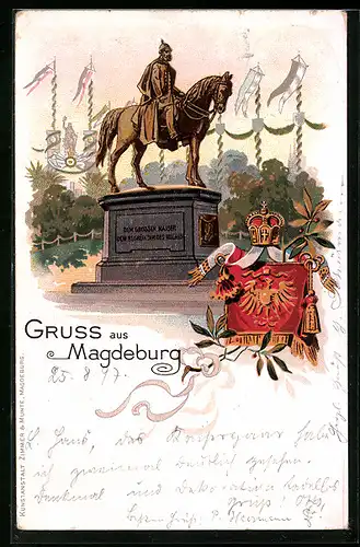 Lithographie Magdeburg, Kaiserliches Denkmal