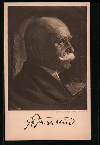 Künstler-AK Graf von Zeppelin im Profil, gemalt von Karl Bauer